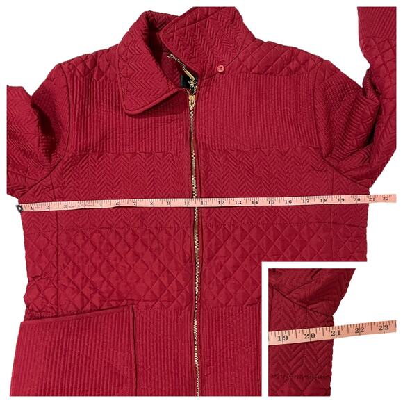 St. John Quilted Zip Front Jacket - Red - Large - Picture 4 of 13
